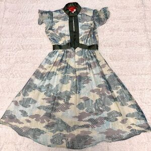 Rare Shanghai Tang 100% Silk Midi Dress Size 4 Designer Asian-Inspired